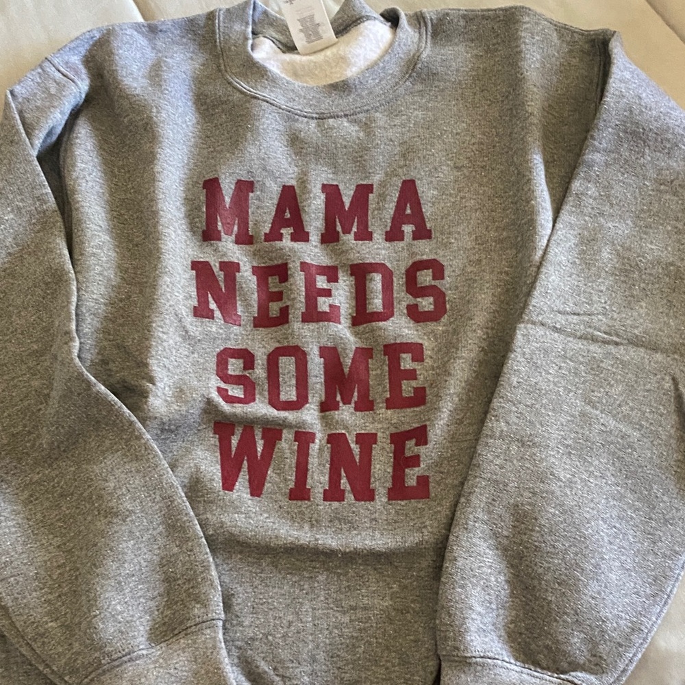 Gray Sweatshirt with Red Text